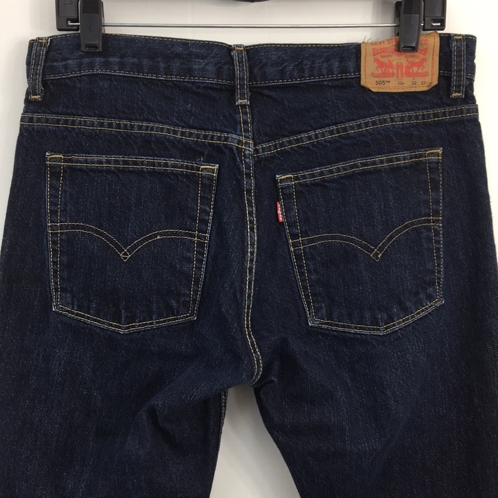 Levi's 505 Boys Husky Dark Wash Straight Jean Size 12 Husky EXCELLENT Condition - Picture 3 of 7
